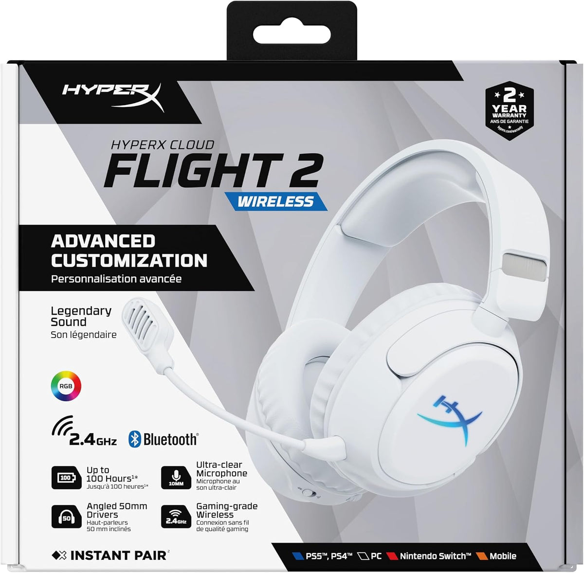 HyperX Cloud Flight 2 Wireless Sans Fil Headphones (White)