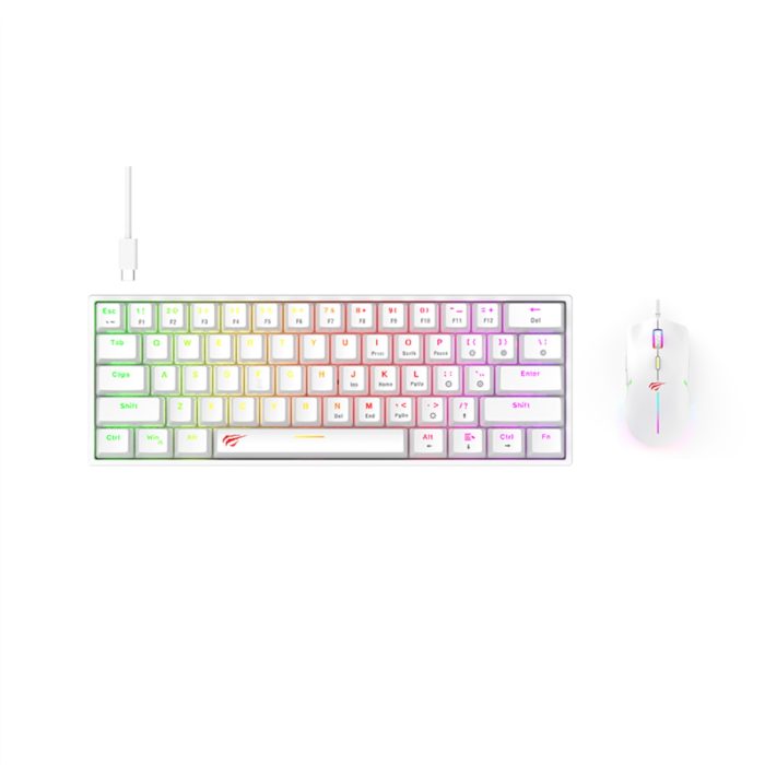 Gamenote RGB Backlit Gaming Keyboard and Mouse- White - Image 1